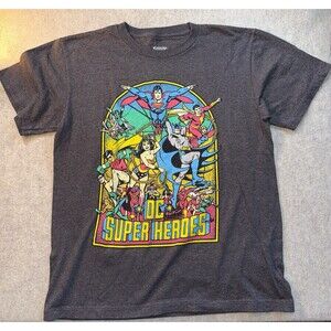 Justice League Boys Gray Logo Tshirt DC Super Hero’s Size LG